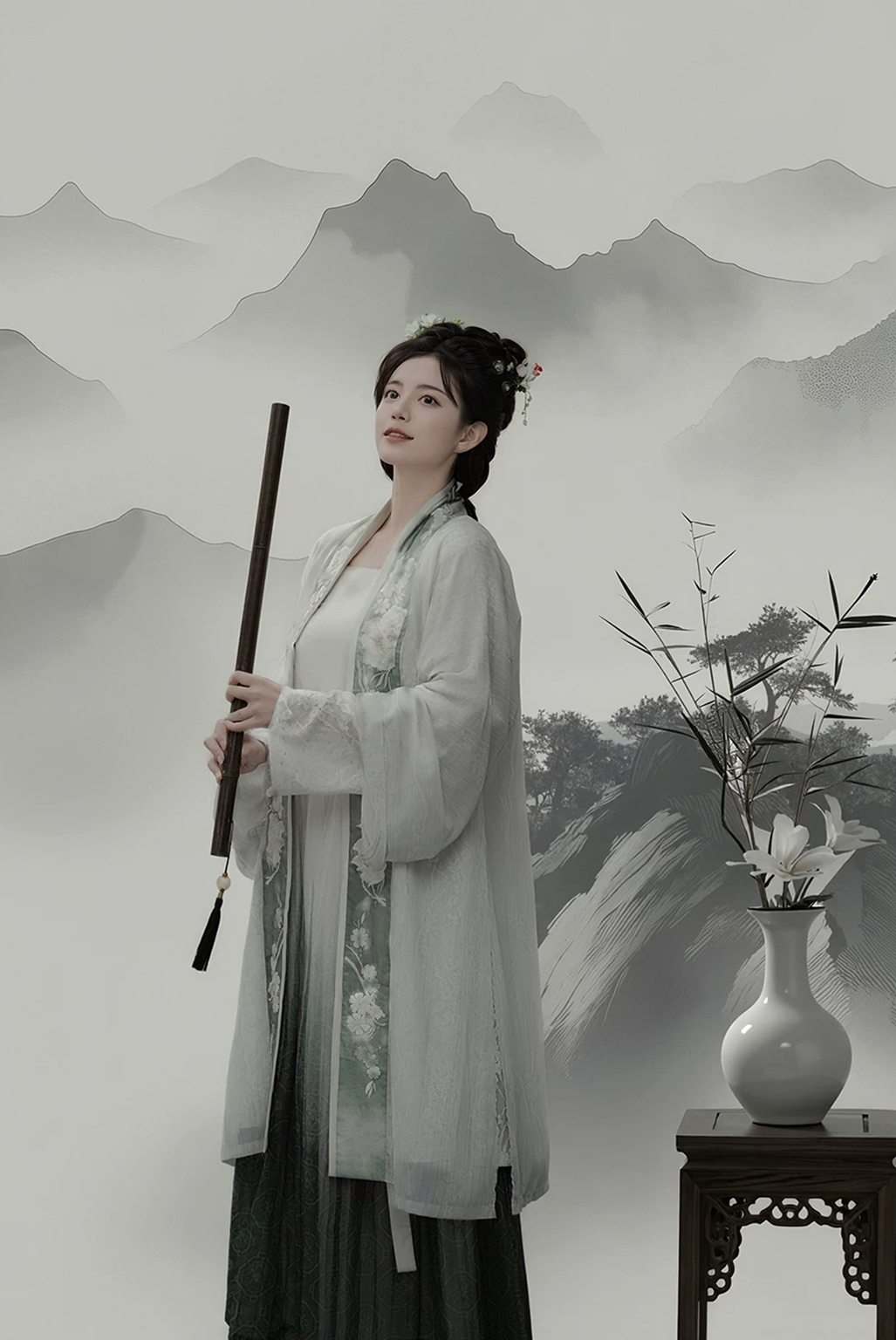 水墨工笔画 修图前